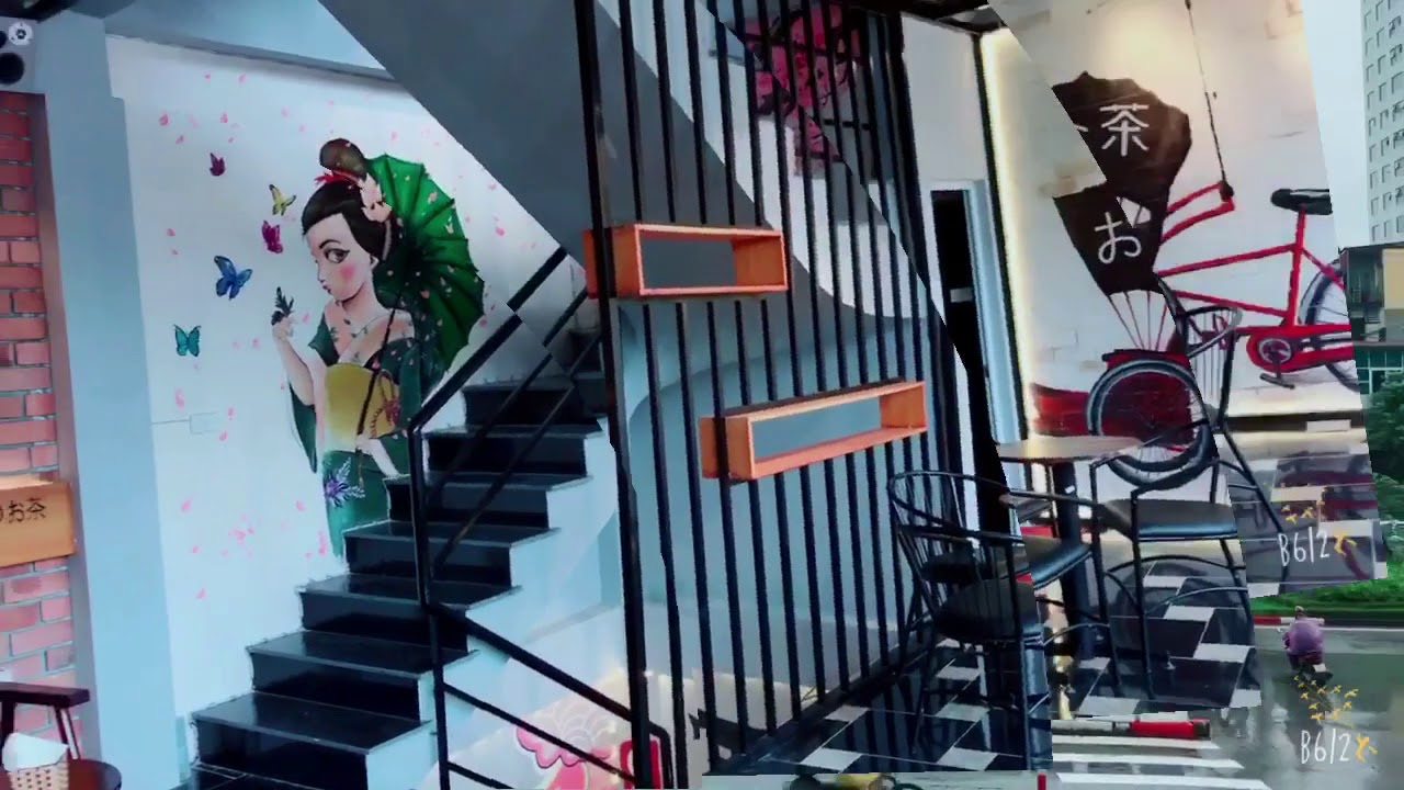 Vẽ tranh tường quán trà sữa hiện đại