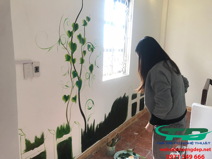 Vẽ Tranh Tường Phòng Ngủ Đơn Giản Tại Long Biên