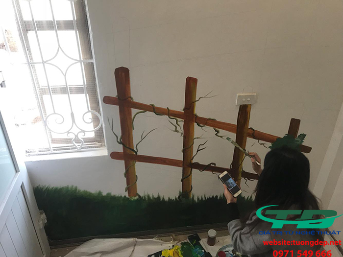 Vẽ Tranh Tường Phòng Ngủ Đơn Giản Tại Long Biên