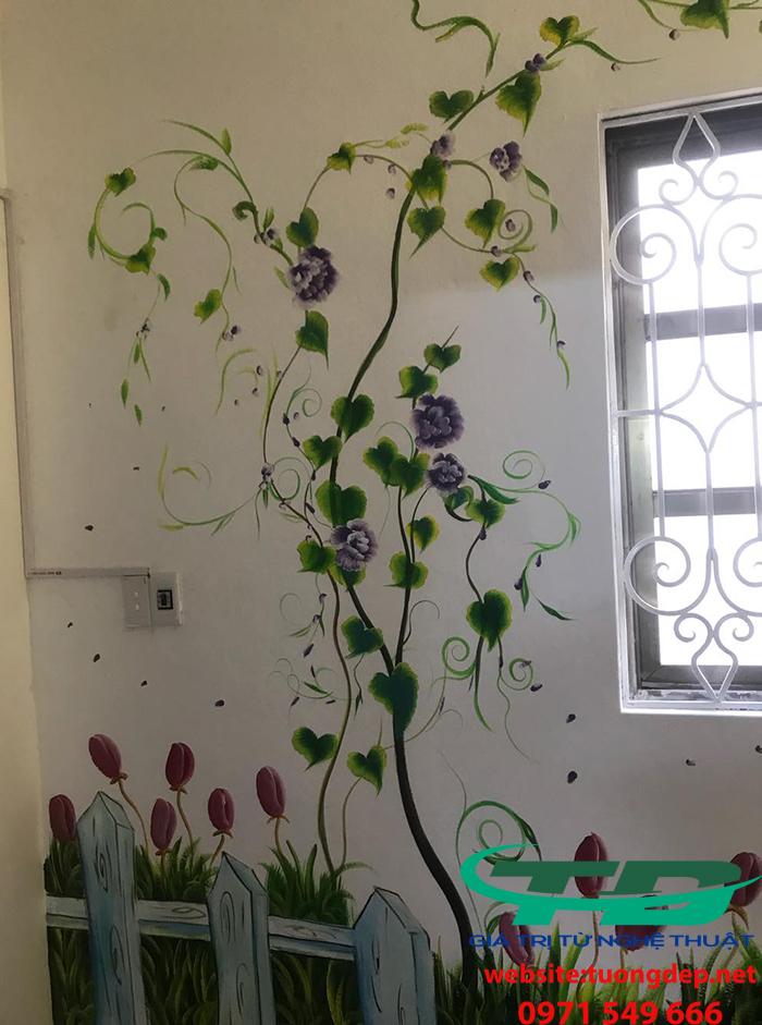 Vẽ Tranh Tường Phòng Ngủ Đơn Giản Tại Long Biên
