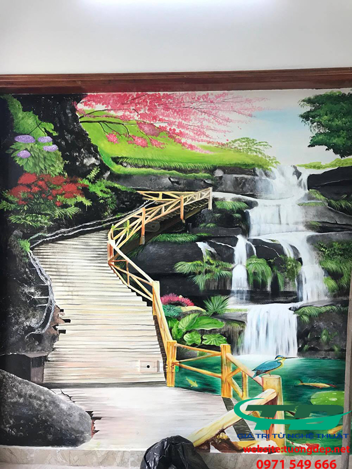 vẽ tranh tường phòng khách