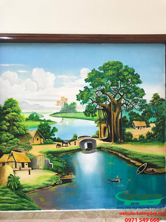vẽ tranh tường phòng khách