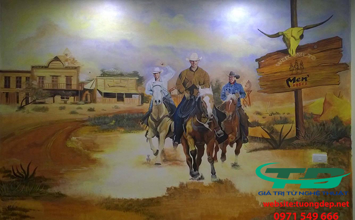 Vẽ Tranh Tường 3D Biểu Tượng Thương Hiệu Vodka Men