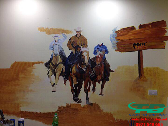 Vẽ Tranh Tường 3D Biểu Tượng Thương Hiệu Vodka Men