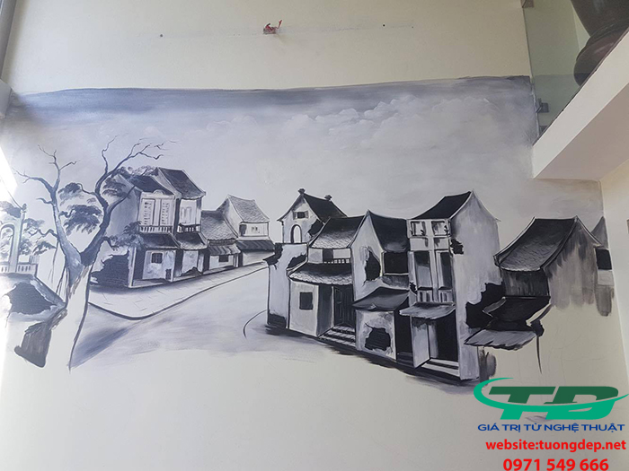 Vẽ Tranh Tường Phố Cổ Cho Quán Cafe Tại Ngô Gia Tự, Long Biên