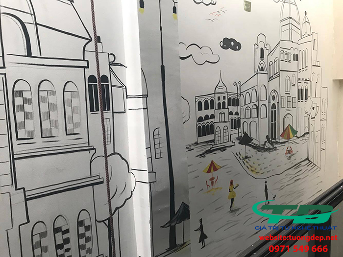 vẽ tranh tường khách sạn