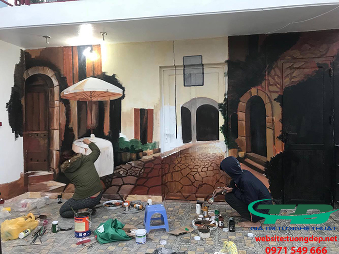 Vẽ Tranh Tường Tầng Thượng Phong Cách Italy, Như Quỳnh, Hưng yên.