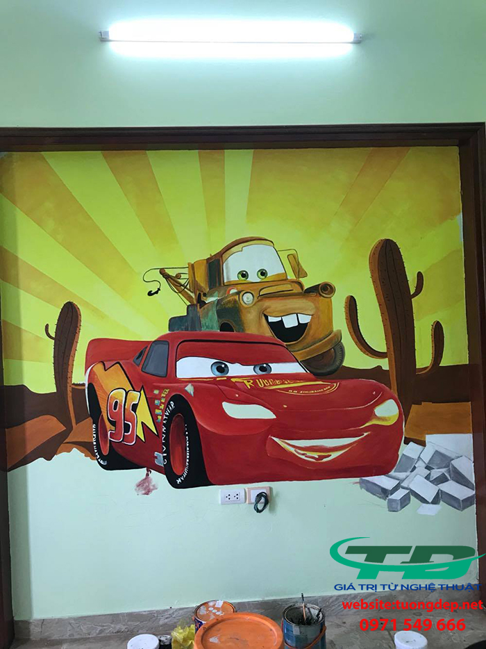 vẽ tranh tường phòng ngủ cho bé