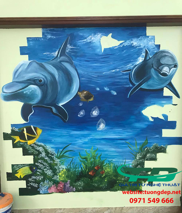 Vẽ tranh tường phòng ngủ cho bé