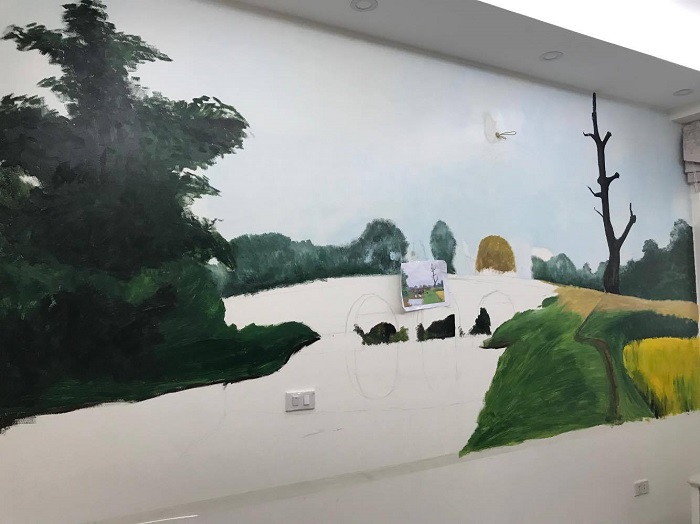 vẽ tranh tường Cầu noi hát môn