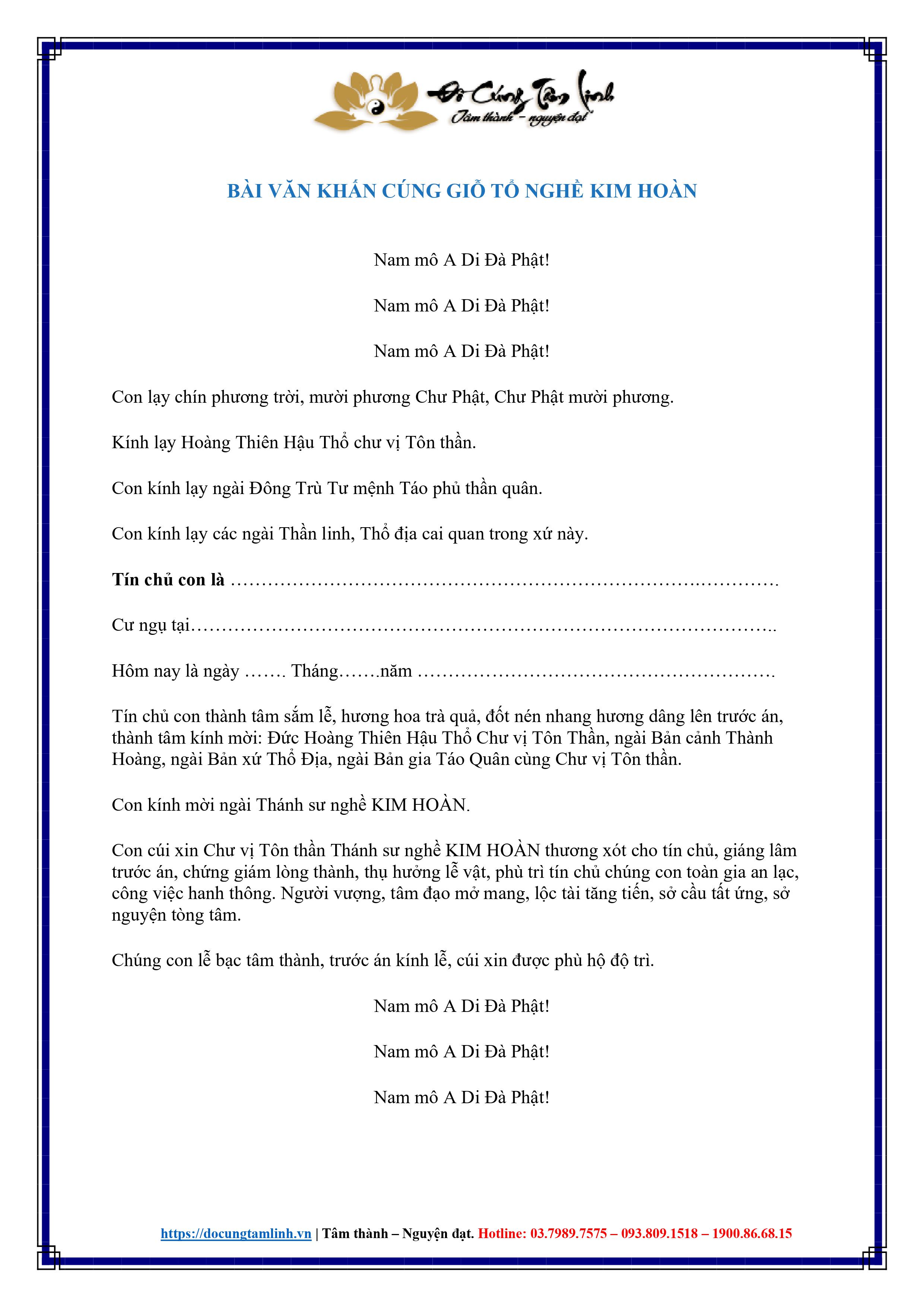 Văn Khấn Giỗ Tổ Nghề Kim Hoàn