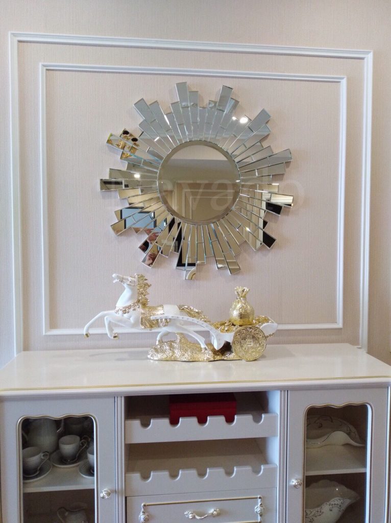 Gương nghệ thuật treo tường phòng khách hiện đại