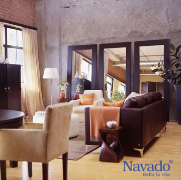 Độc đáo mới lạ với gương trang trí phòng khách