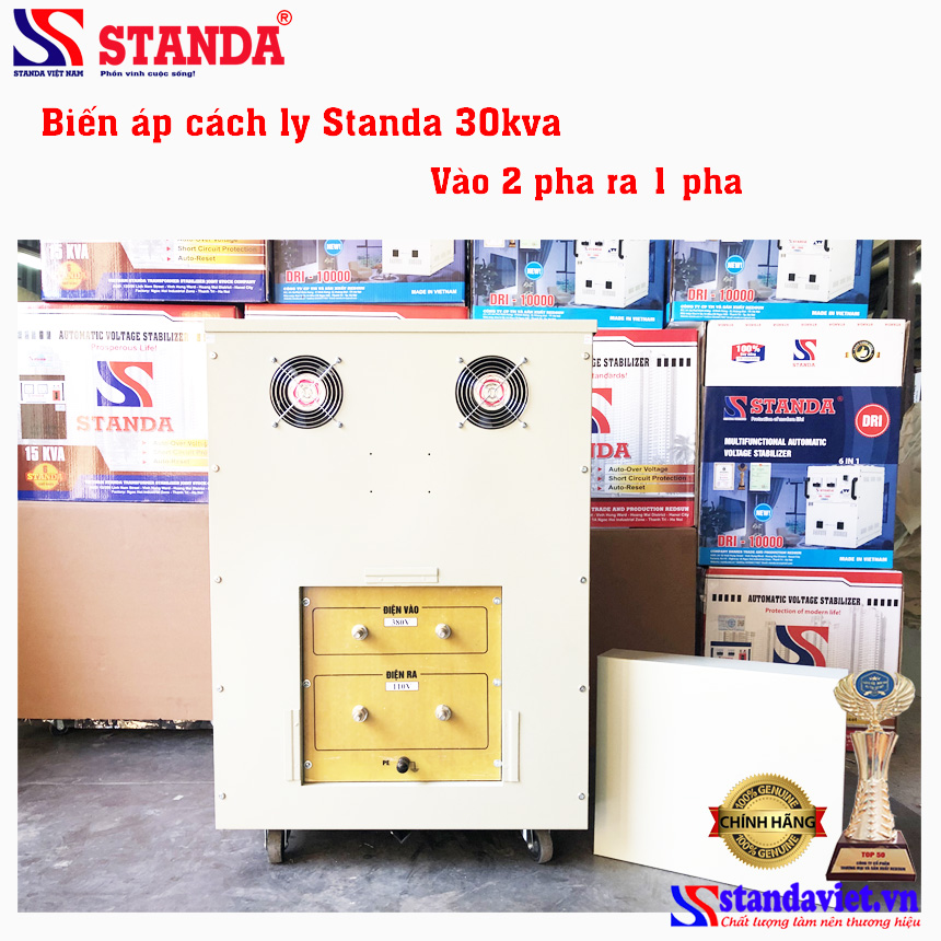 biến áp cách ly 30kva vào 2 pha ra 1 pha 380V/400V/110V với tác dụng 