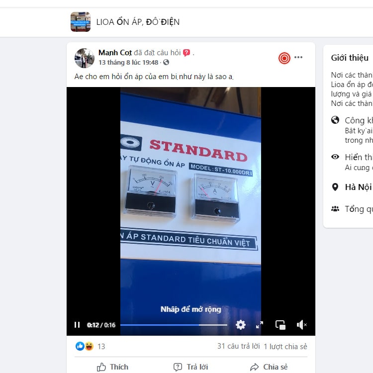 Ảnh ổn áp standa giả nhái