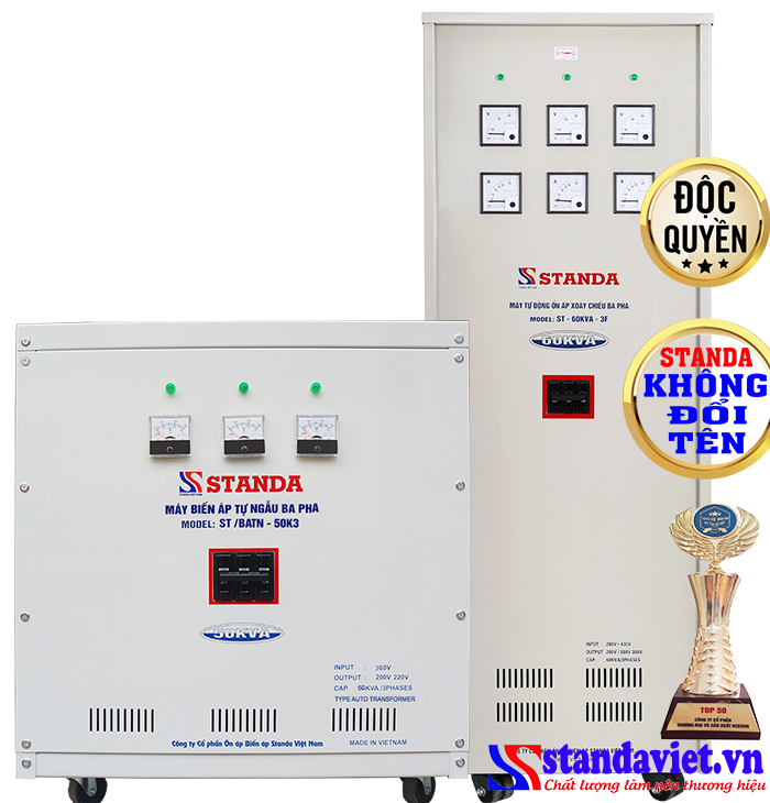 Dùng Biến áp tự ngẫu 50kVA hay Ổn áp Standa 3 pha