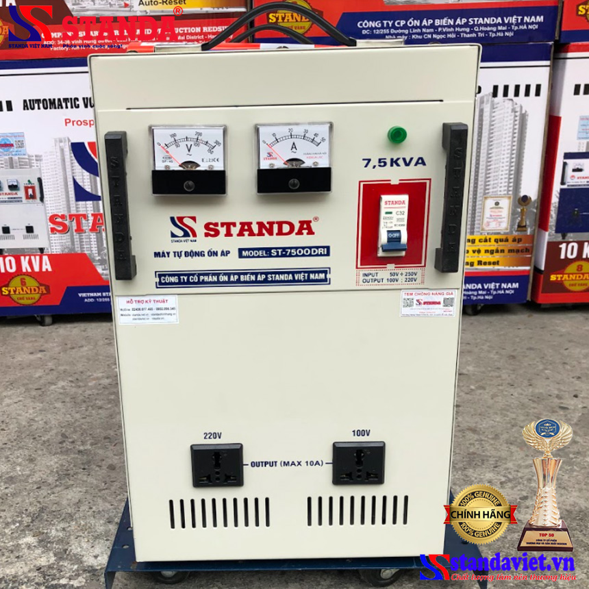 ổn áp standa 7.5KVA dải 50V thế hệ mới 