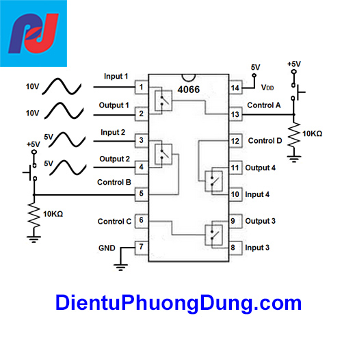 Sơ đồ chân IC CD4066