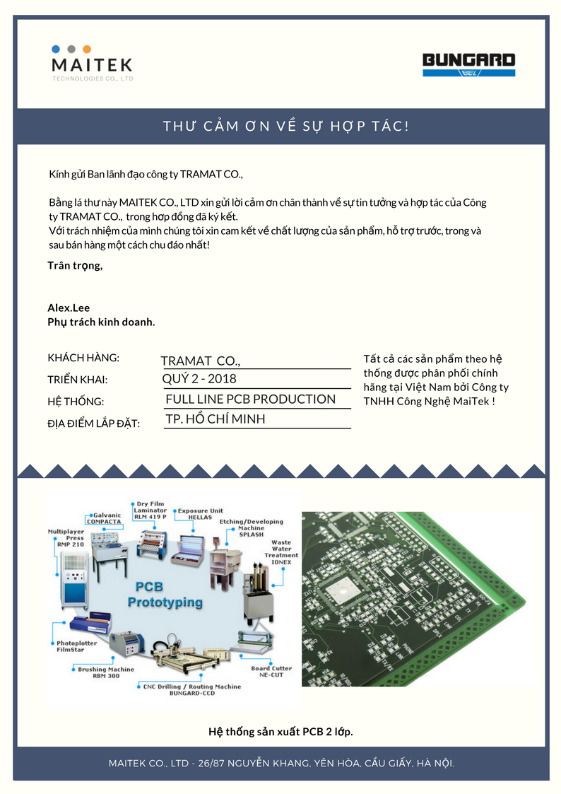 Thư cảm ơn công ty TRAMAT Co.,