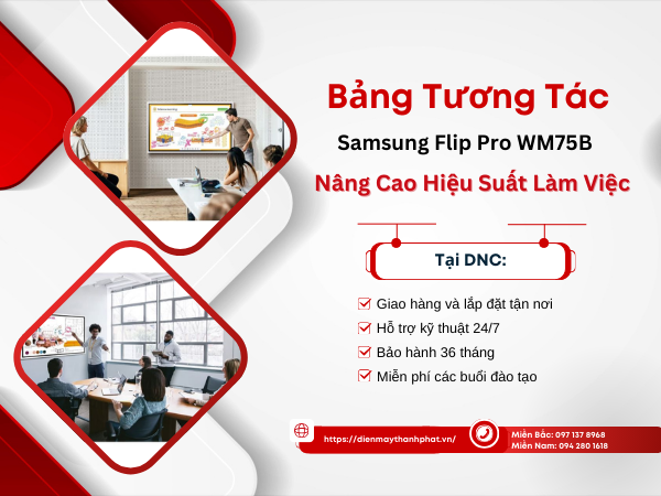 bảng tương tác samsung flip pro WM75B