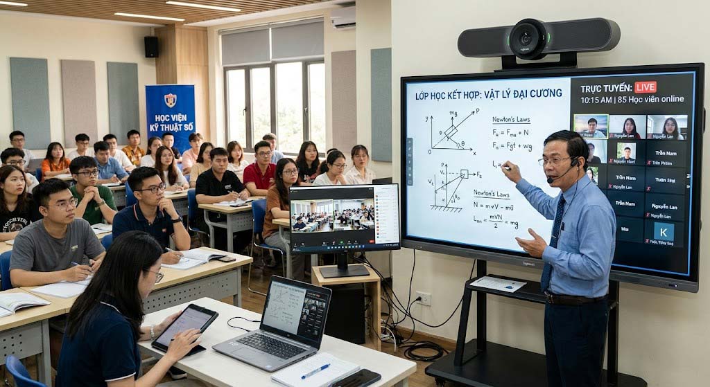 livestream dạy học online với màn hình tương tác thông minh