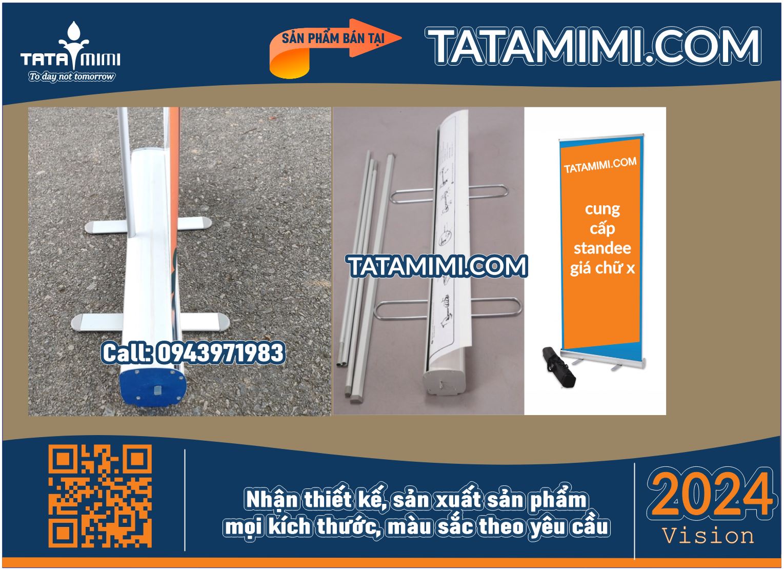 Làm Standee Đặt Đặt, Chân Cuộn Nhôm 1.6 Mét - Giá Cuốn Standee Nhôm Đất Loại 1.6x0.6 Mét