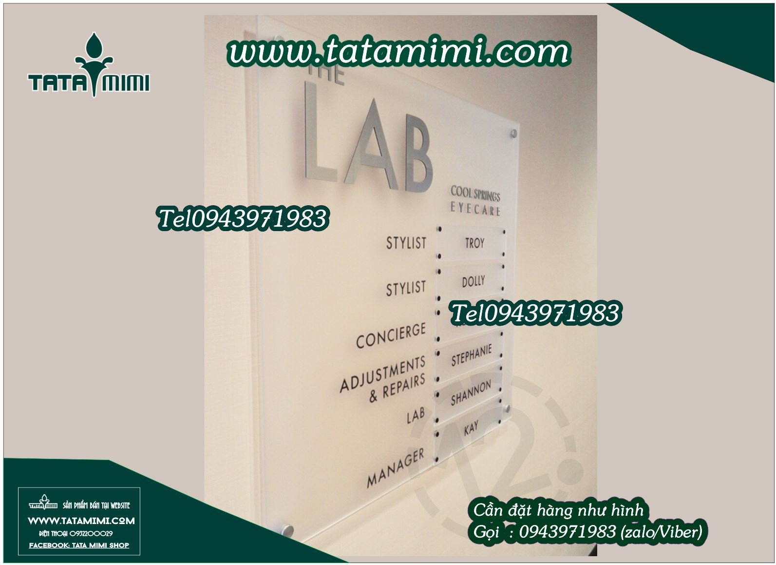Biển chỉ dẫn tòa nhà ghép từ các tấm mica