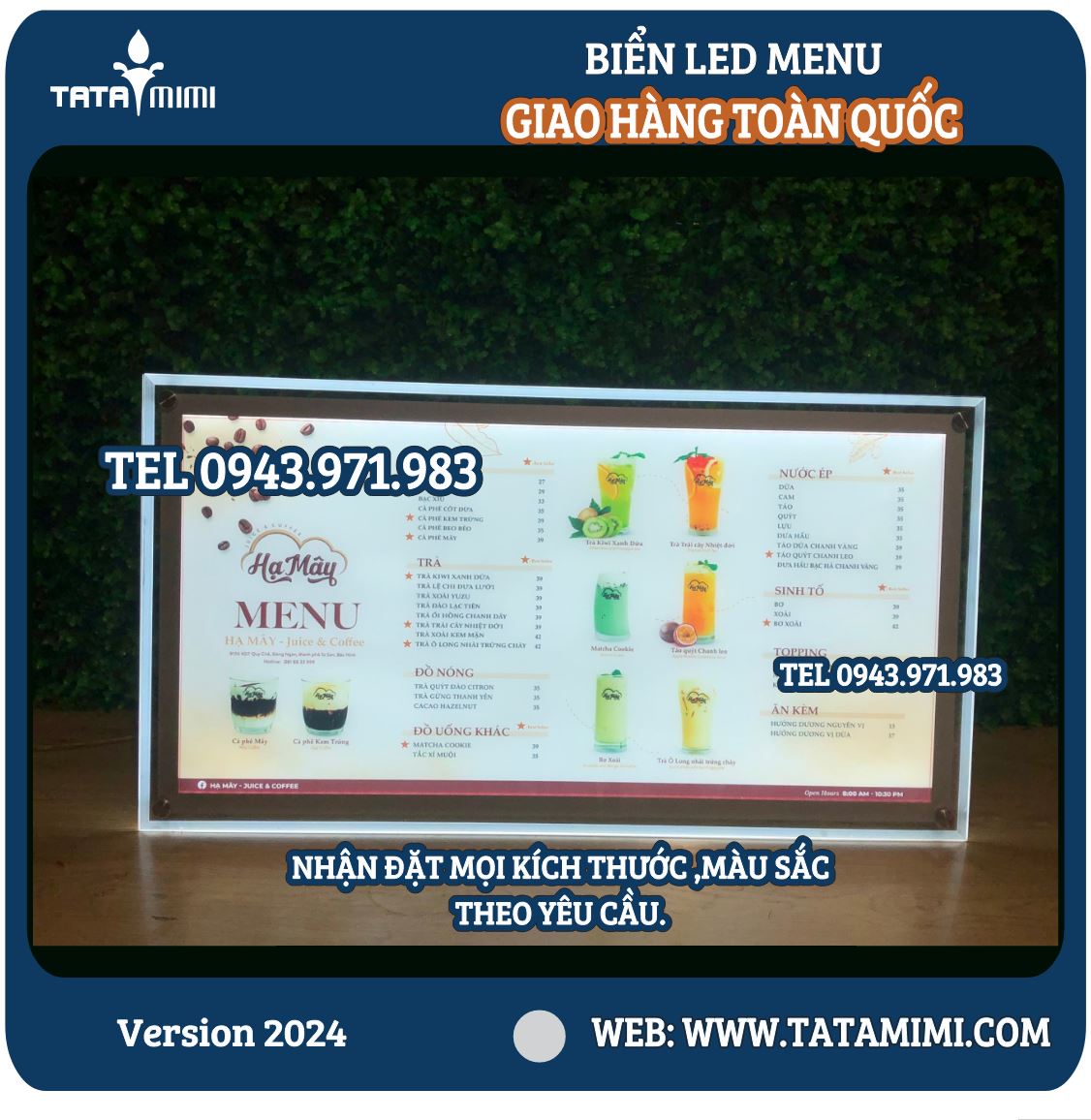 Biển menu LED mica siêu sáng, siêu mỏng – giải pháp nổi bật cho quán cafe, nhà hàng.