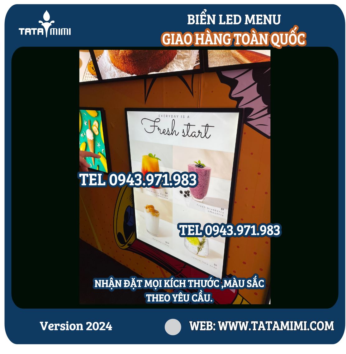 Biển menu LED mica siêu sáng, siêu mỏng – giải pháp nổi bật cho quán cafe, nhà hàng.