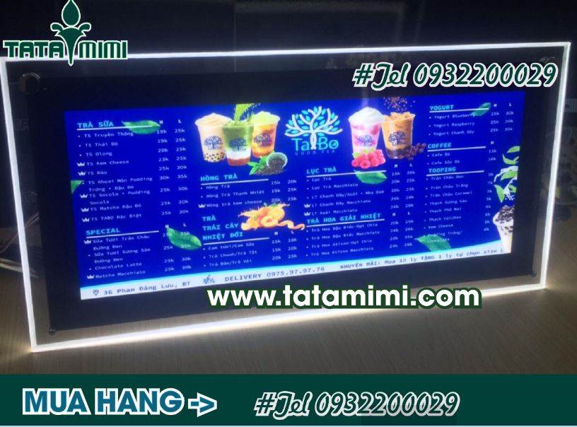 Hộp mica menu trà sữa led siêu sáng