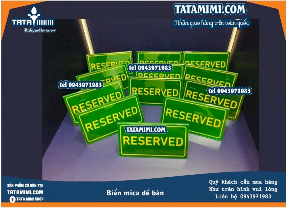 Biển Bàn Đã Đặt - Biển Reserved Hai Mặt
