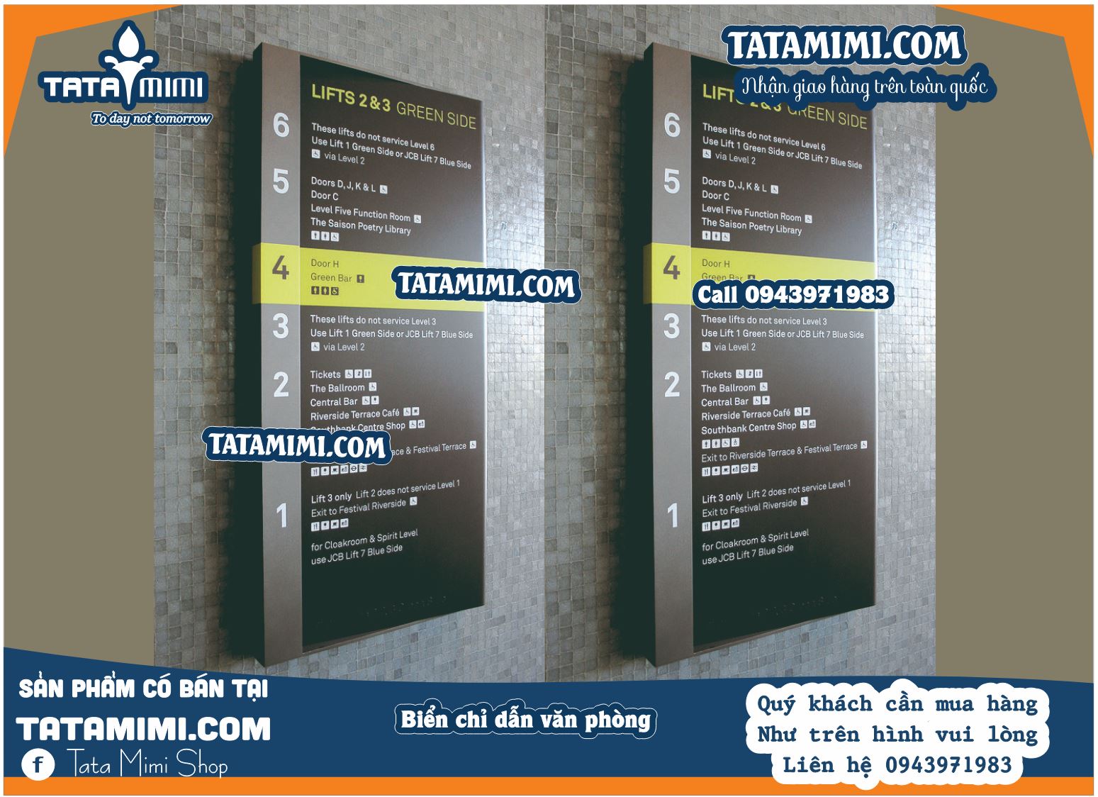 Bảng chỉ dẫn gắn ở sảnh