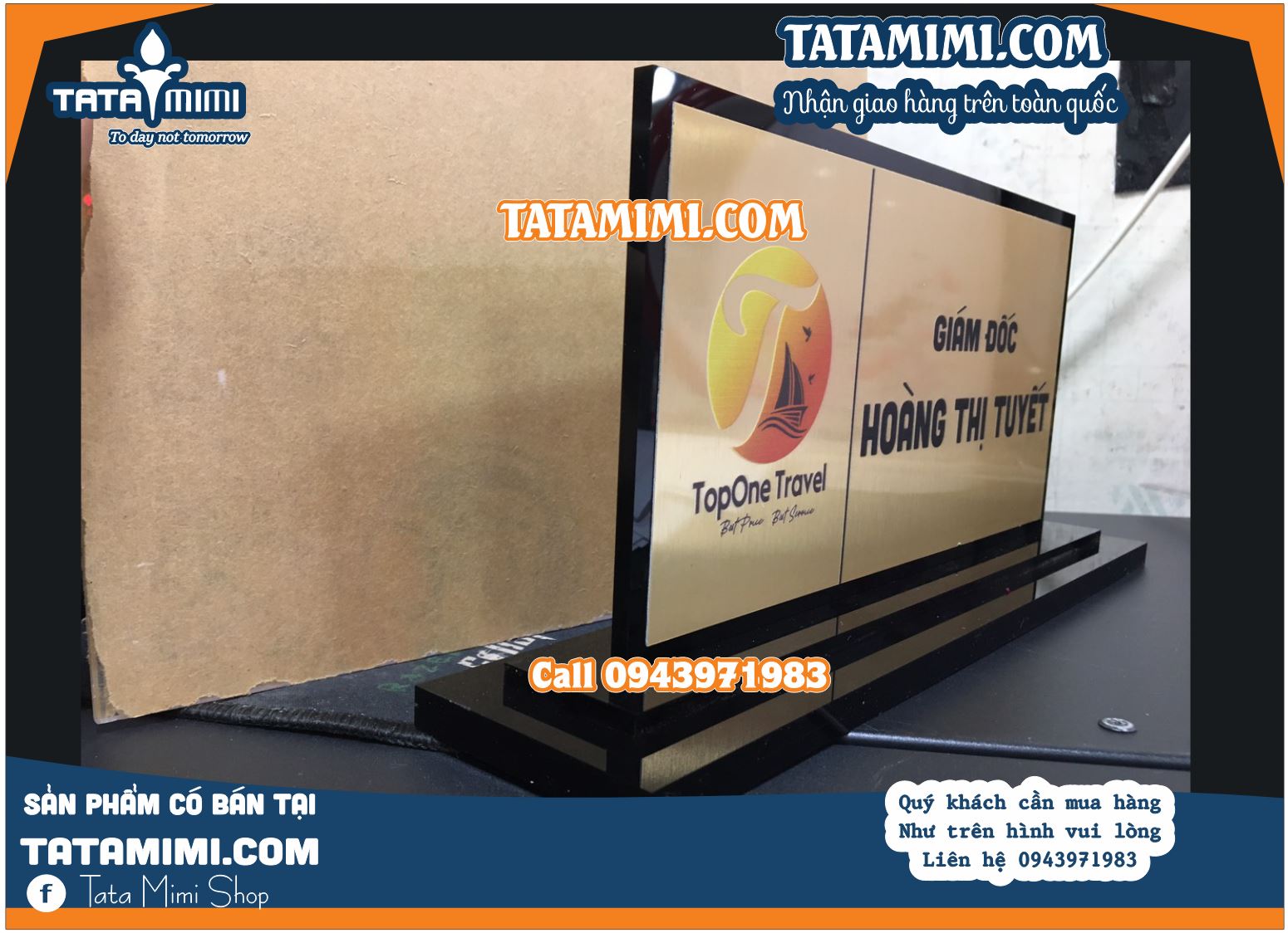 Chức danh 2 mặt mica đen