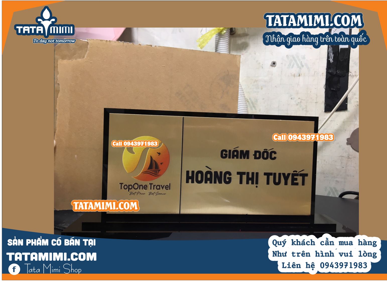 Chức danh 2 mặt mica đen