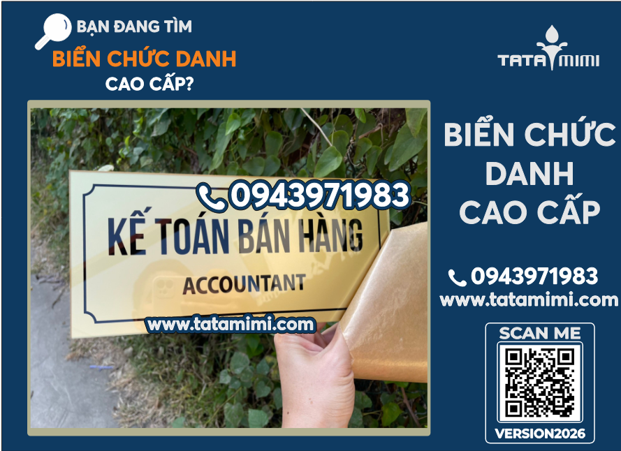 Làm biển chức danh mica cao cấp màu vàng theo tên phòng, giao gấp.