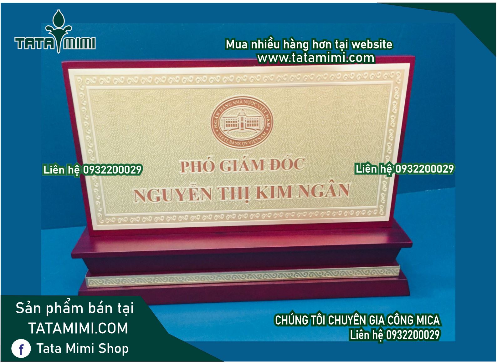 Bảng chức danh màu đồng nội dung in cố định dùng lâu dài