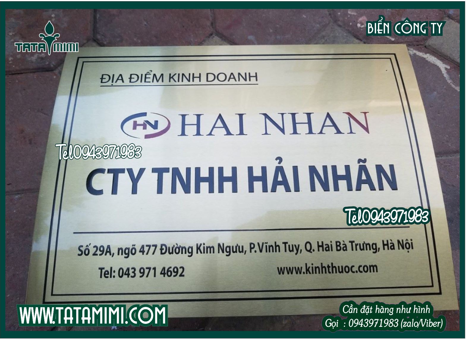 Biển công ty bằng đồng