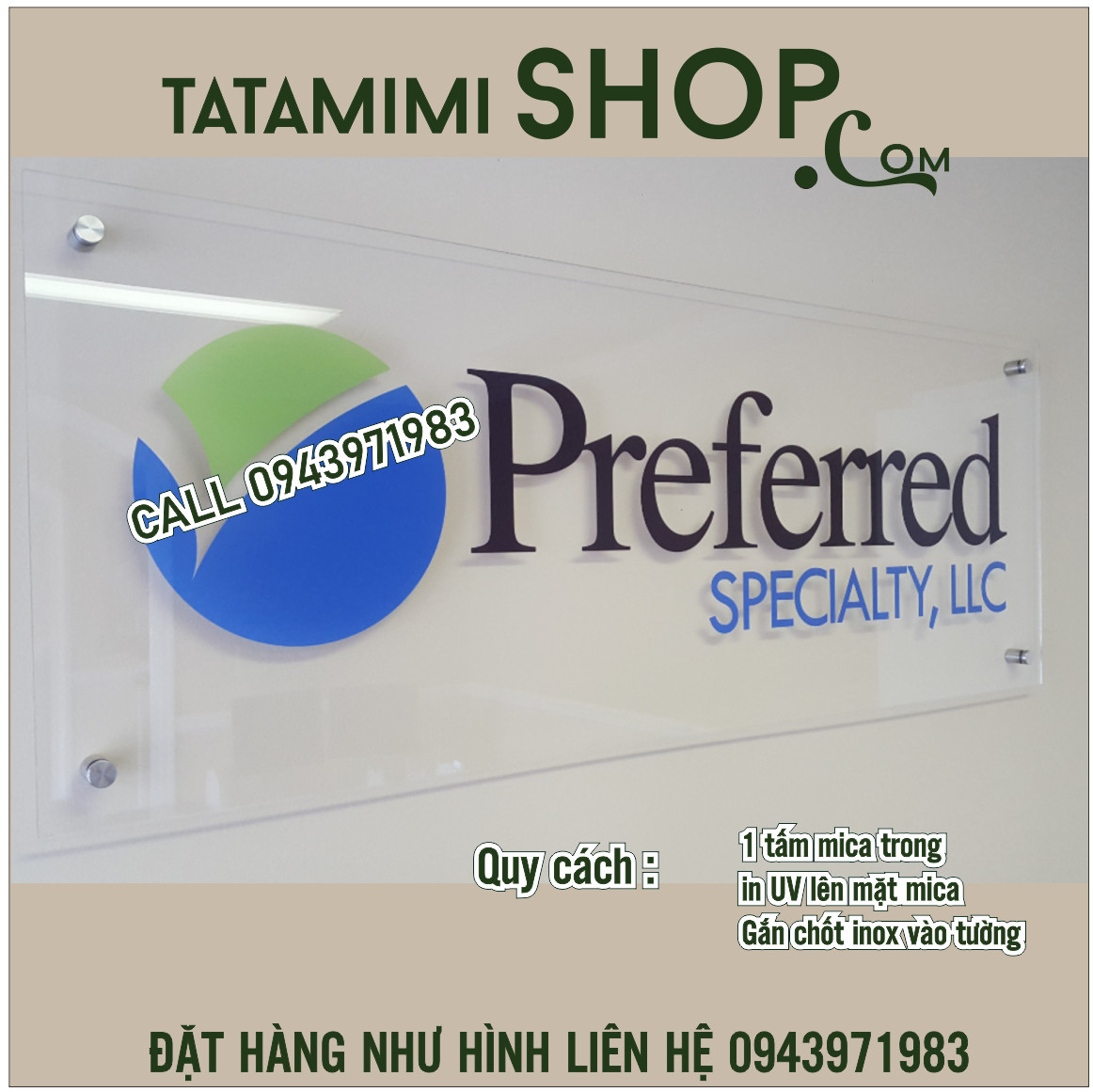 Logo công ty in lên mica theo thiết kế