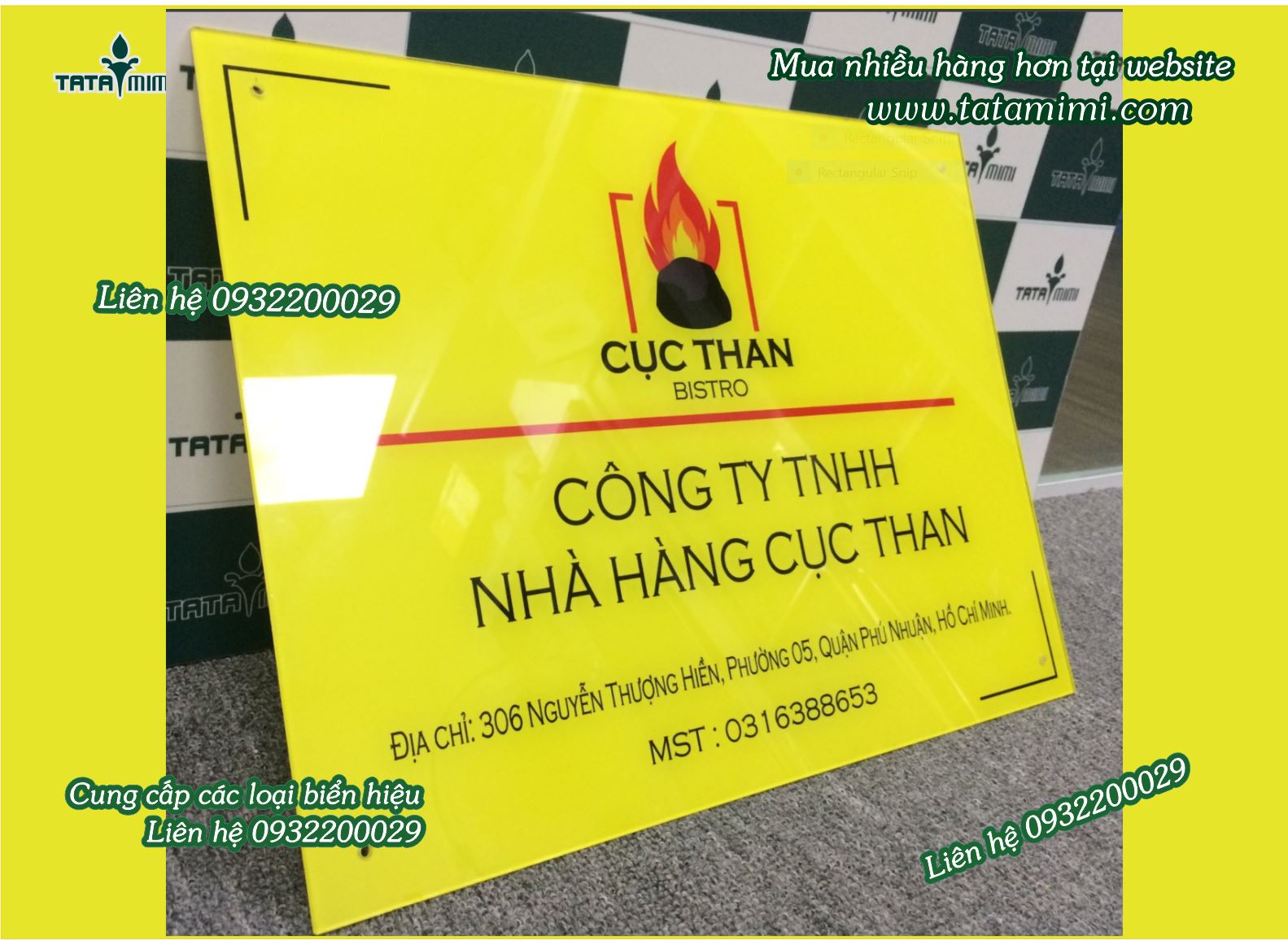 Biển công ty từ mica nội dung bồi decal