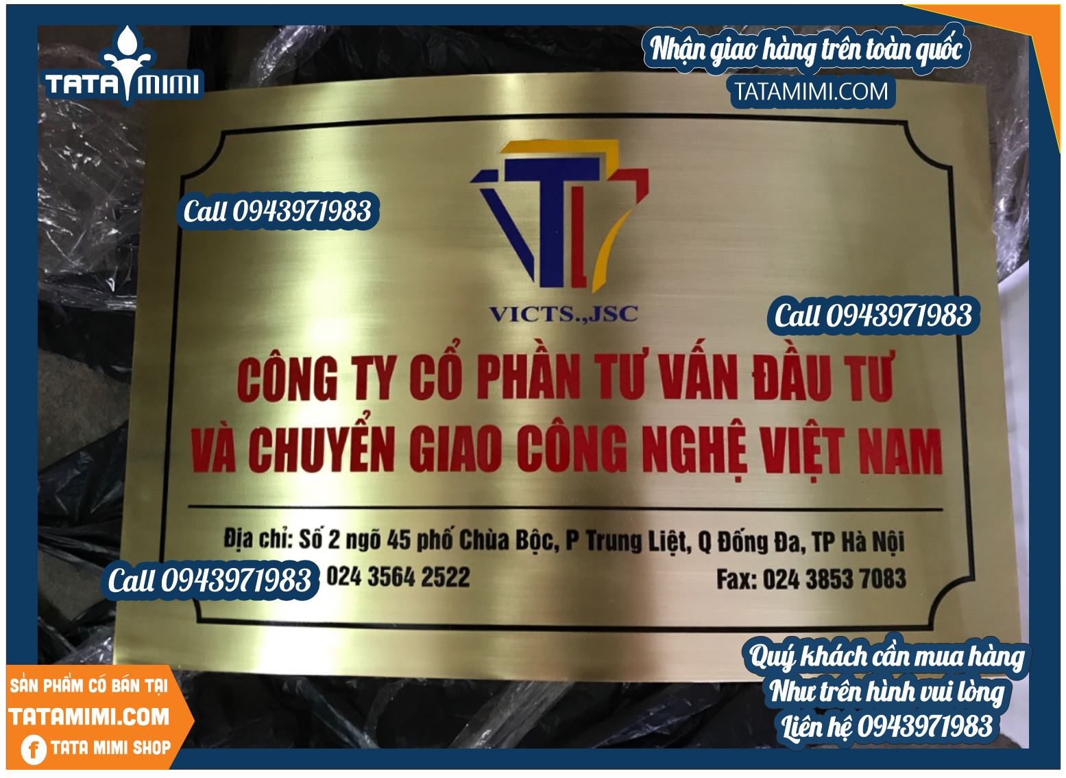 Biển công ty màu vàng từ mica hay inox