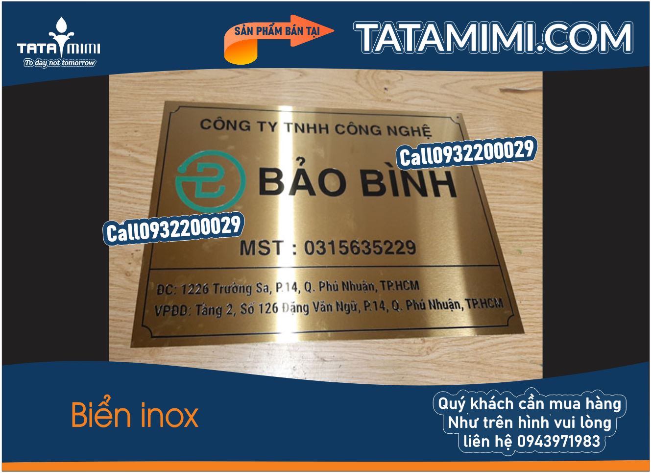 Biển công ty làm từ inox 304