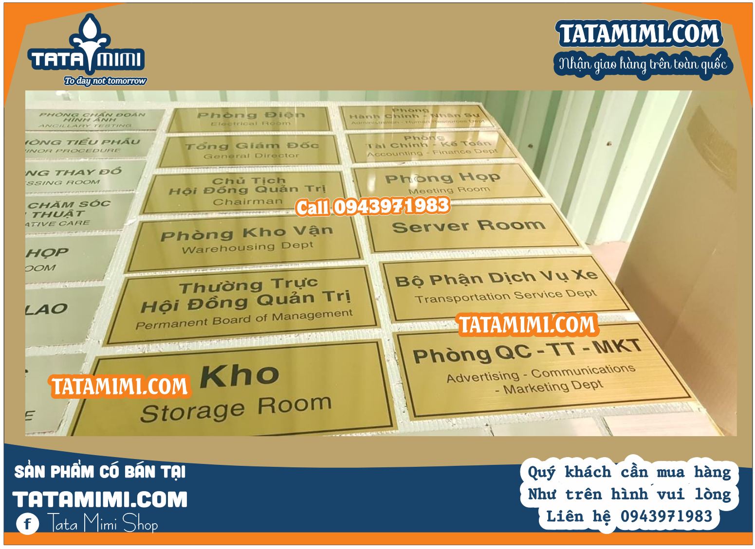 Bảng phòng ban được in lên chất liệu mica