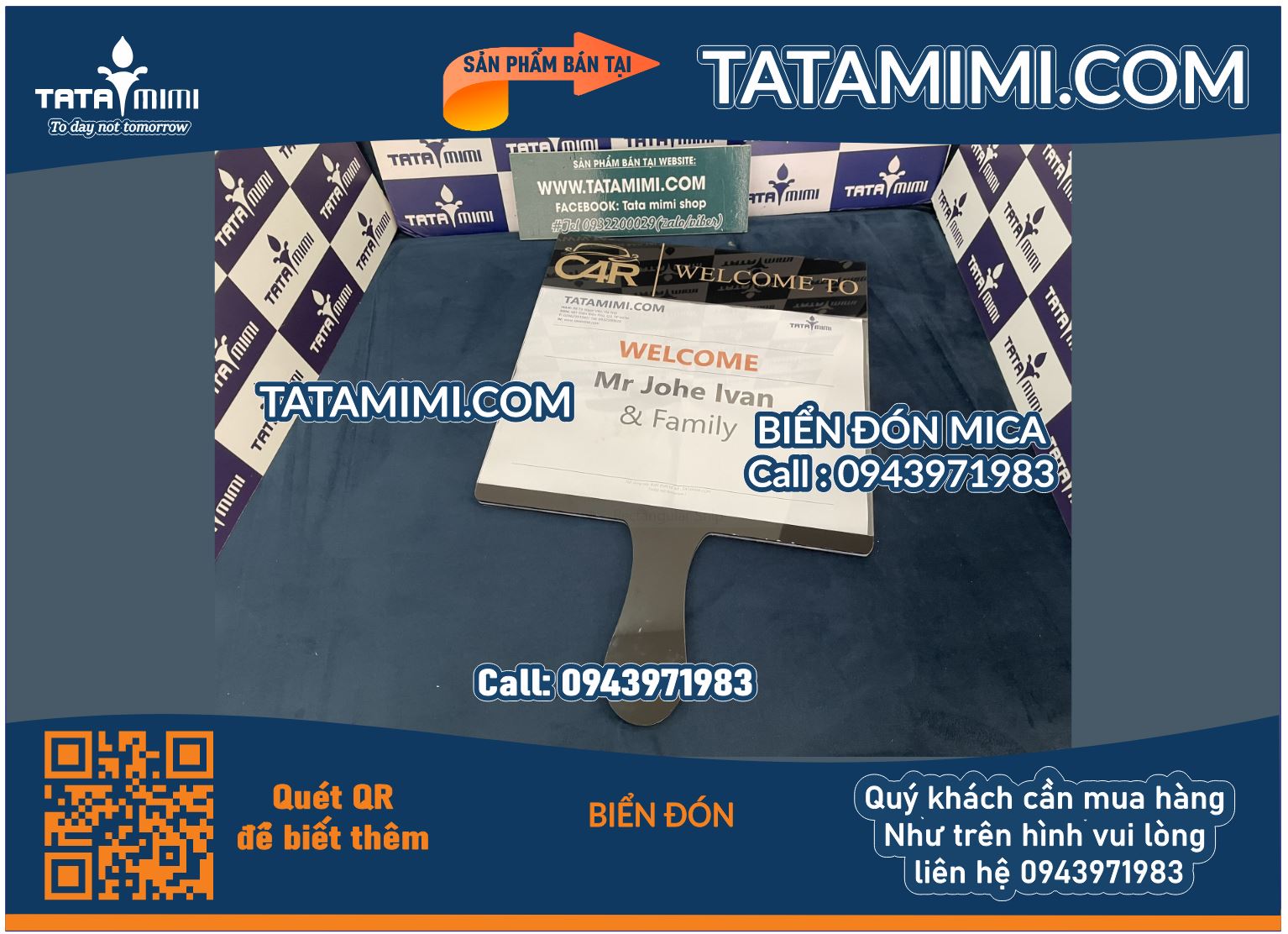 Biển đón cầm tay A4, A3, A2 Mica