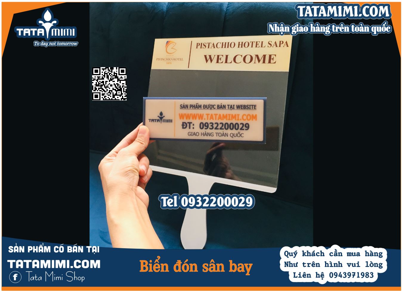 Biển Đón Sân Bay Mica Đỏ