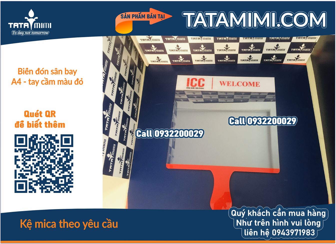 Biển đón mica nội dung in decal