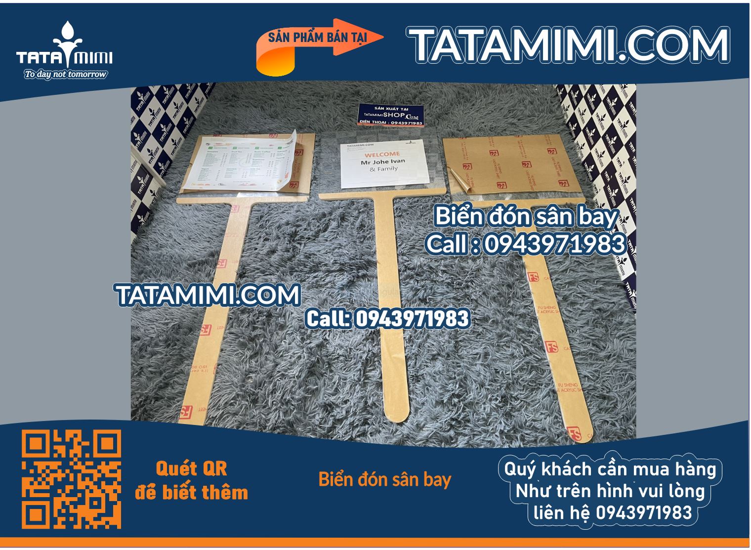 Biển đón cầm tay A4, A3, A2 Mica