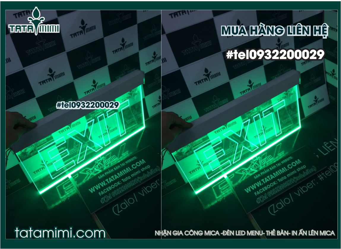 Biển exit có led màu xanh