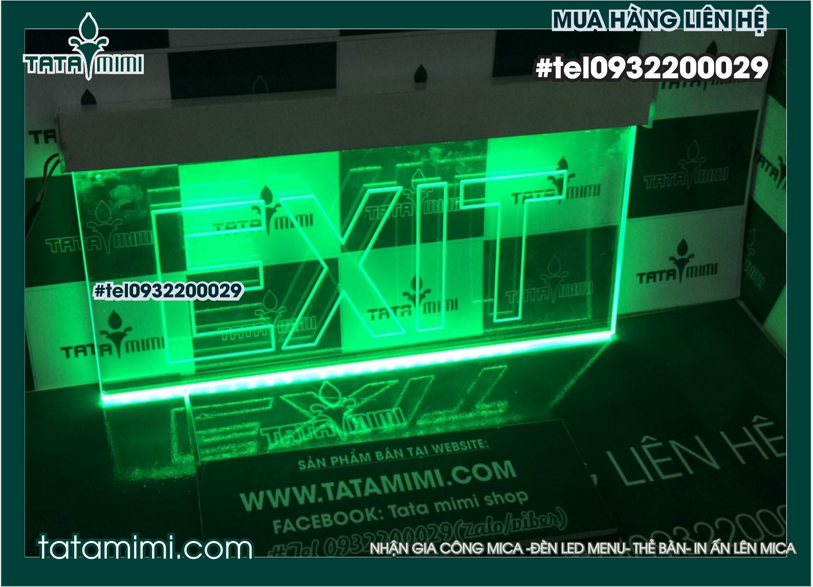 Biển exit có led màu xanh