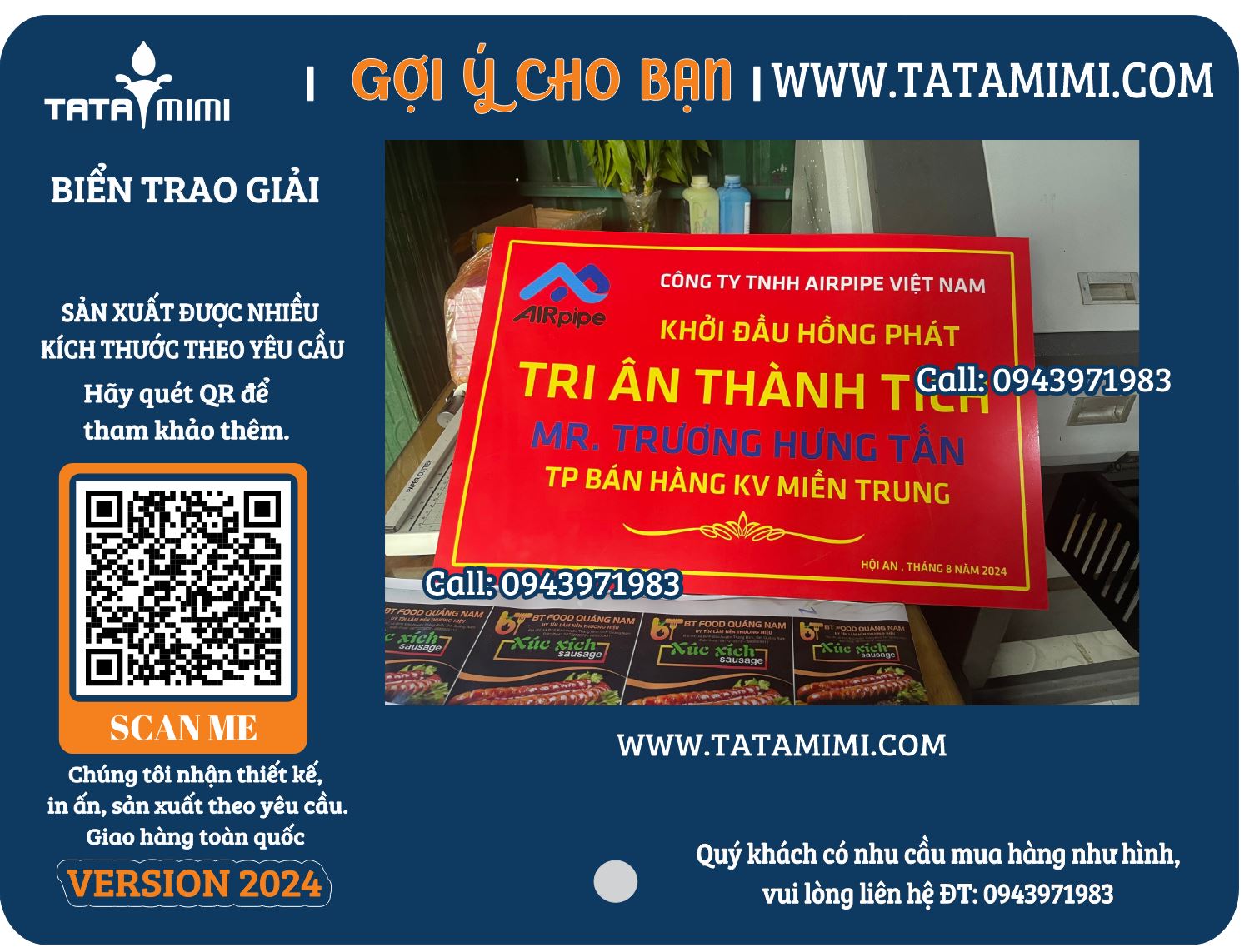 In ấn tấm trao giải thưởng giao nhanh tại Hội An