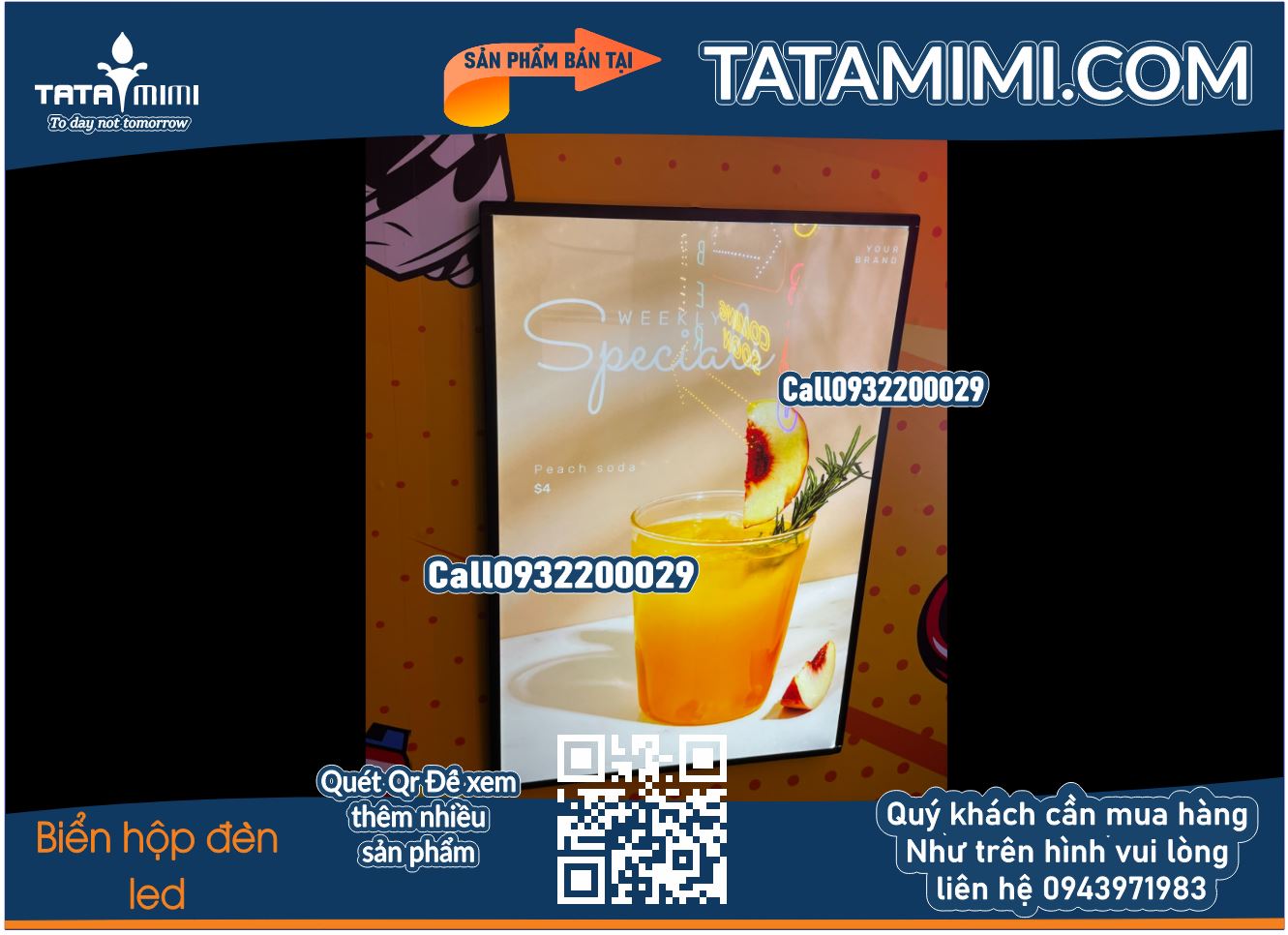 Biển menu led treo tường kích thước lớn